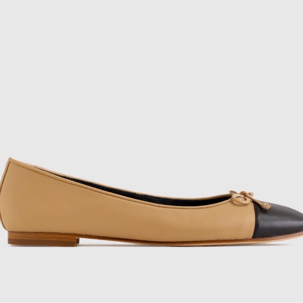 Quince Italian Leather Cap-Toe Ballet Flat